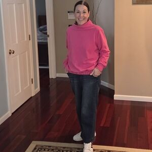 Dudley Stephens Baldwin Turtleneck XL Terry Pullover Top Bubblegum Pink